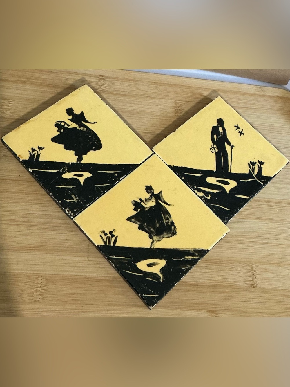 Antique Silhouette Tiles -Victorian style Home Wall Decor Art dancing figures